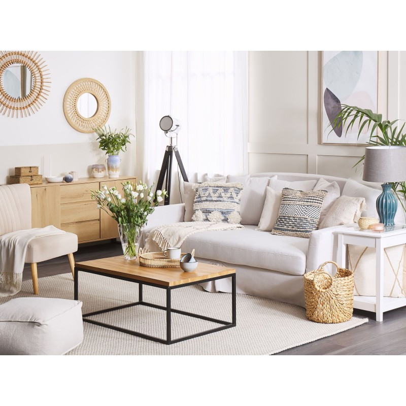 Poduszka dekoracyjna EYTELIA Bawełna 45 x 45 cm Niebieski Wzór geometryczny