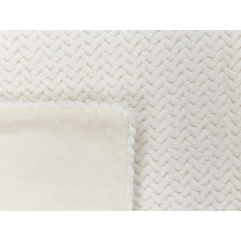 Narzuta na łóżko SURMI Sztuczne futro 150 x 200 cm Złamana biel