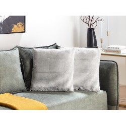 Zestaw 2 poduszek dekoracyjnych KANPAS Len 50 x 50 cm Szary W paski