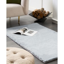 Dywan sztuczne futro królika 80 x 150 cm miętowy szary MIRPUR