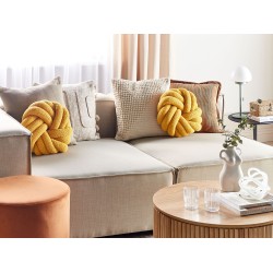 Poduszka dekoracyjna AKOLA Boucle 31 x 31 cm Musztardowy Jednolity