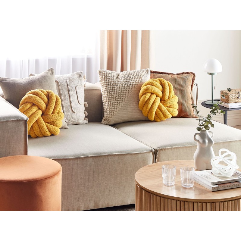 Poduszka dekoracyjna AKOLA Boucle 31 x 31 cm Musztardowy Jednolity