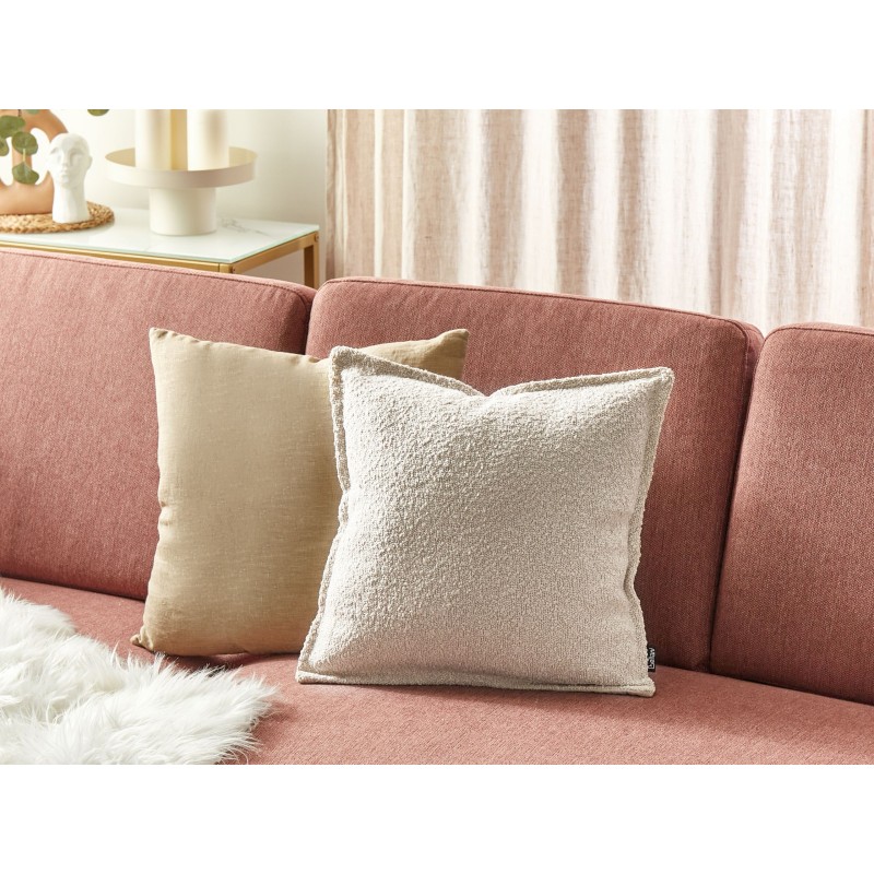 Zestaw 2 poduszek dekoracyjnych SENECIA Boucle 45 x 45 cm Jasnobeżowy Jednolity