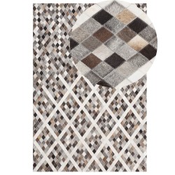 Dywan patchwork skórzany 140 x 200 cm szaro-brązowy AKDERE