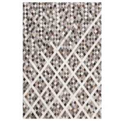 Dywan patchwork skórzany 140 x 200 cm szaro-brązowy AKDERE