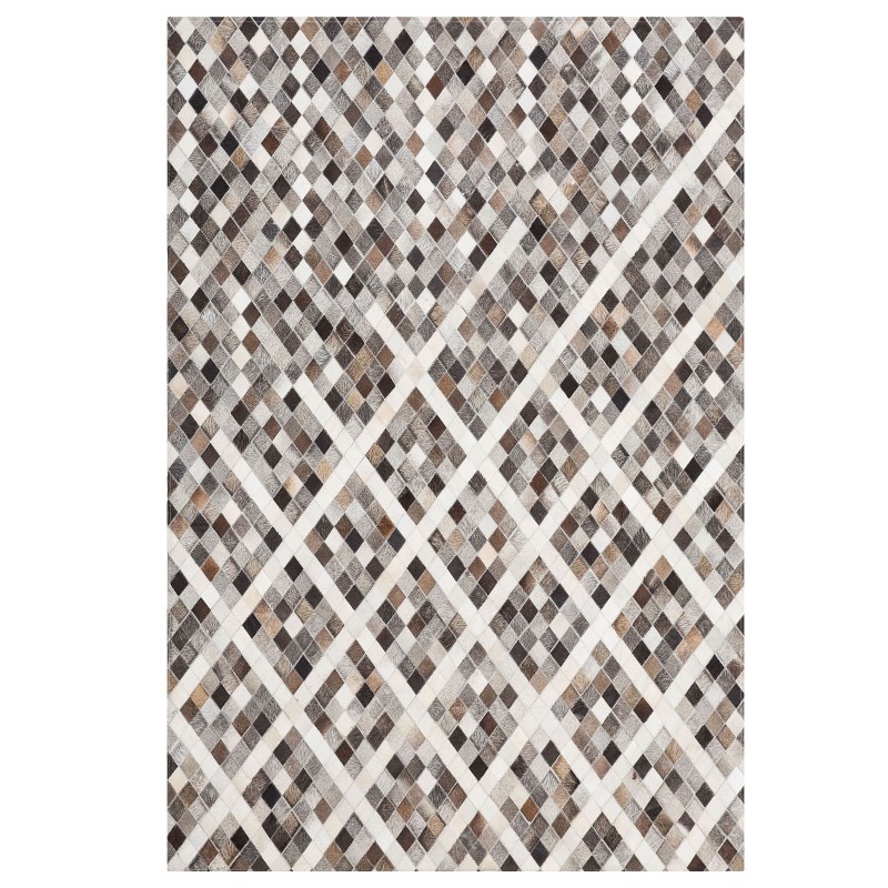 Dywan patchwork skórzany 140 x 200 cm szaro-brązowy AKDERE