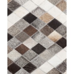 Dywan patchwork skórzany 140 x 200 cm szaro-brązowy AKDERE
