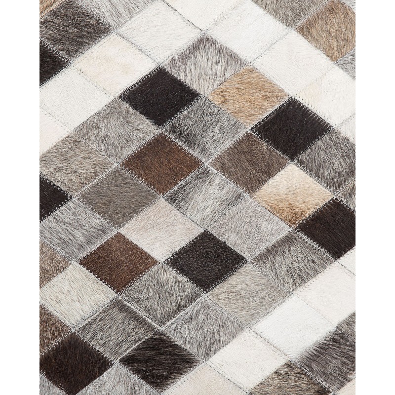 Dywan patchwork skórzany 140 x 200 cm szaro-brązowy AKDERE