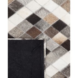 Dywan patchwork skórzany 140 x 200 cm szaro-brązowy AKDERE