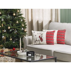 Zestaw 2 poduszek dekoracyjnych SVEN 30 x 50 cm Czerwony Wzór świąteczny