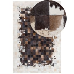 Dywan patchwork skórzany 140 x 200 cm brązowo-beżowy OKCULU