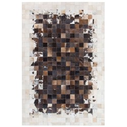 Dywan patchwork skórzany 140 x 200 cm brązowo-beżowy OKCULU