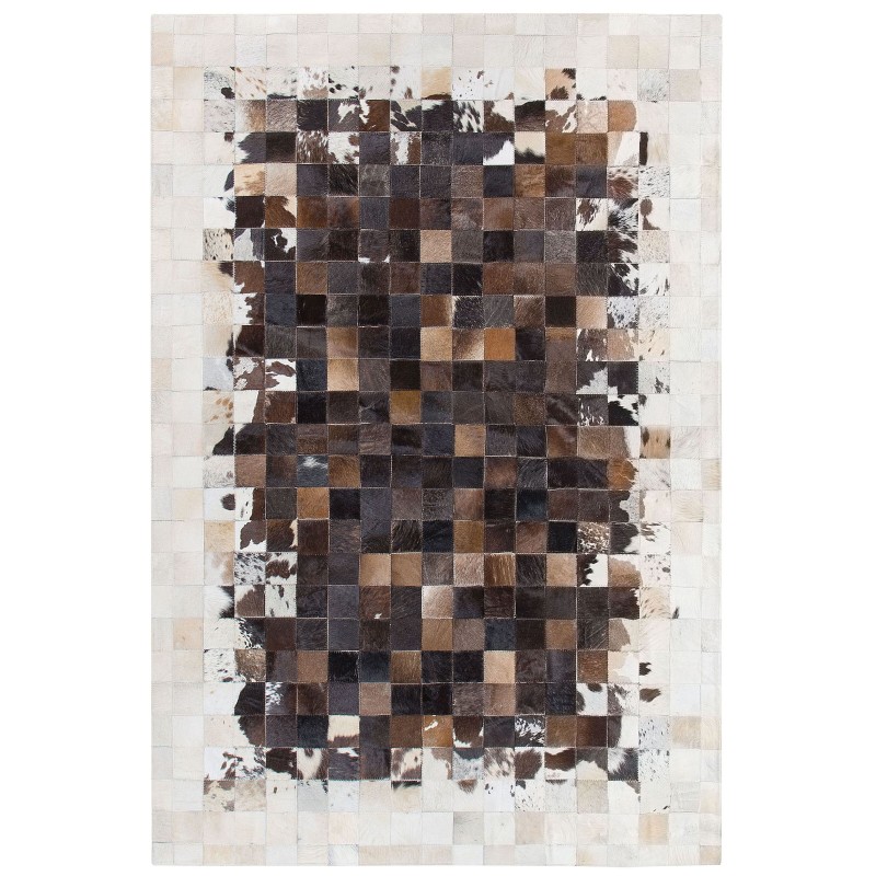 Dywan patchwork skórzany 140 x 200 cm brązowo-beżowy OKCULU