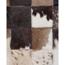 Dywan patchwork skórzany 140 x 200 cm brązowo-beżowy OKCULU