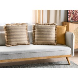 Zestaw 2 poduszek dekoracyjnych CIRSIUM Juta 45 x 45 cm Beżowy W paski