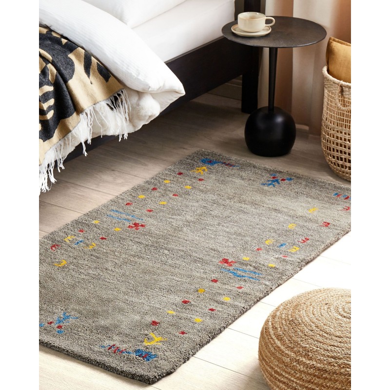 Dywan wełniany gabbeh 80 x 150 cm szary SEYMEN