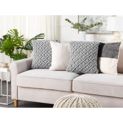 Poduszka dekoracyjna KIZKALESI Bawełna 45 x 40 cm Szary Wzór geometryczny