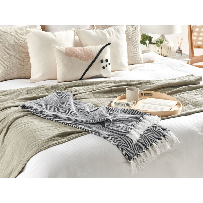 Koc TANGIER Bawełna 130 x 160 cm Czarny