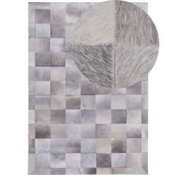Dywan patchwork skórzany 160 x 230 cm szary ALACAM