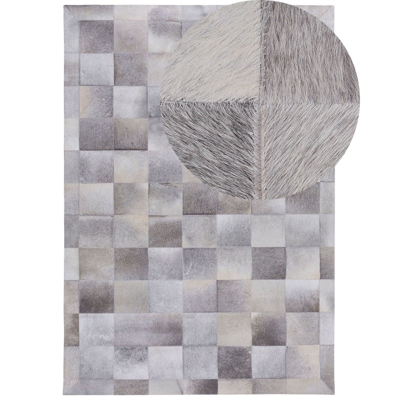 Dywan patchwork skórzany 160 x 230 cm szary ALACAM