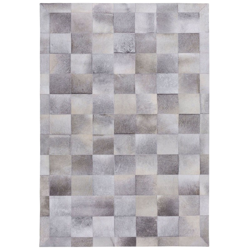 Dywan patchwork skórzany 160 x 230 cm szary ALACAM