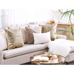 Zestaw 2 poduszek dekoracyjnych OUJDA Bawełna 50 x 50 cm Złoty Wzór geometryczny