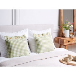 Zestaw 2 poduszek dekoracyjnych TALYA 45 x 45 cm Oliwkowy W kratkę