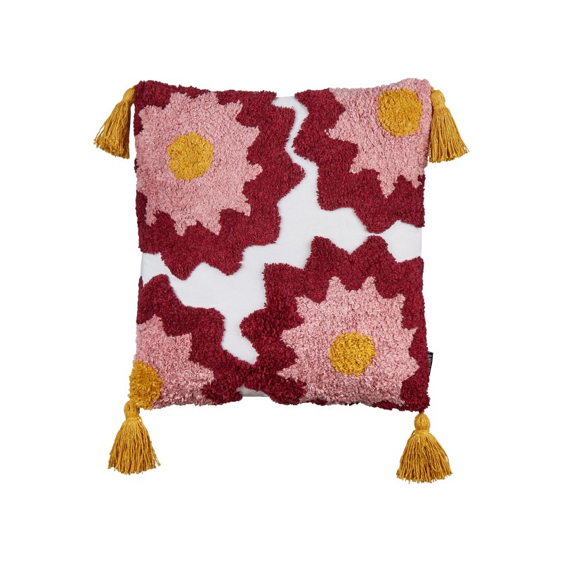 2 bawełniane poduszki dekoracyjne tuftowane z frędzlami 45 x 45 cm wielokolorowe LORALAI