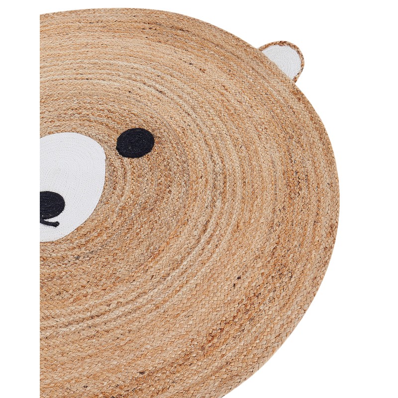 Dywan dziecięcy okrągły z juty miś ⌀ 120 cm beżowy KOSALAR