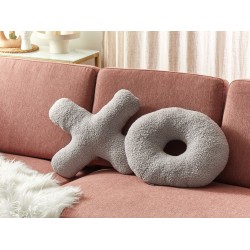 Zestaw 2 poduszek dekoracyjnych HESPERIS Boucle Jasnoszary Jednolity