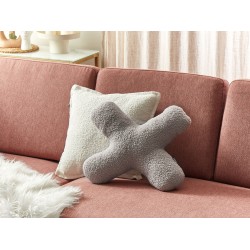 Zestaw 2 poduszek dekoracyjnych HESPERIS Boucle Jasnoszary Jednolity