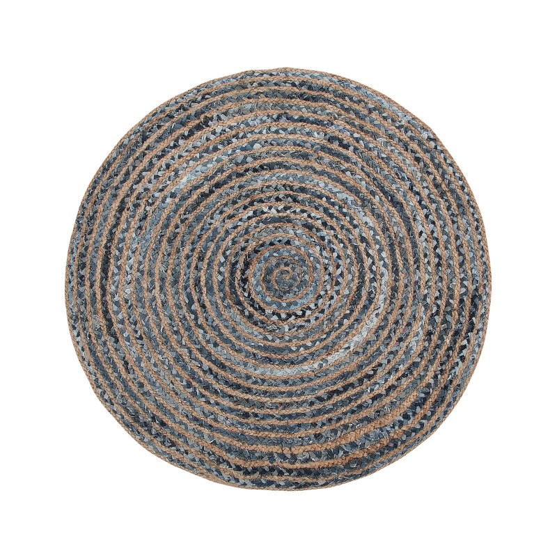 Dywan okrągły z juty ø 120 cm niebiesko-beżowy MASLAK