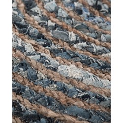 Dywan okrągły z juty ø 120 cm niebiesko-beżowy MASLAK