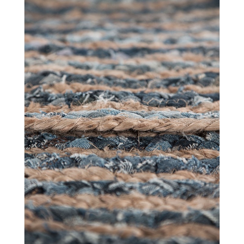 Dywan okrągły z juty ø 120 cm niebiesko-beżowy MASLAK