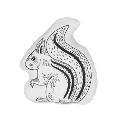 2 bawełniane poduszki dla dzieci wiewiórka 42 x 48 cm biało-czarne KOLKATA