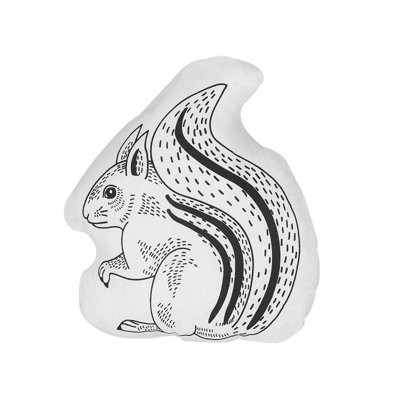 2 bawełniane poduszki dla dzieci wiewiórka 42 x 48 cm biało-czarne KOLKATA