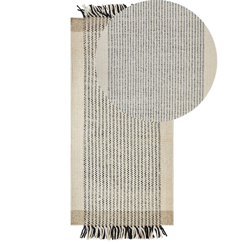 Dywan wełniany 80 x 150 cm beżowo-czarny DIVARLI
