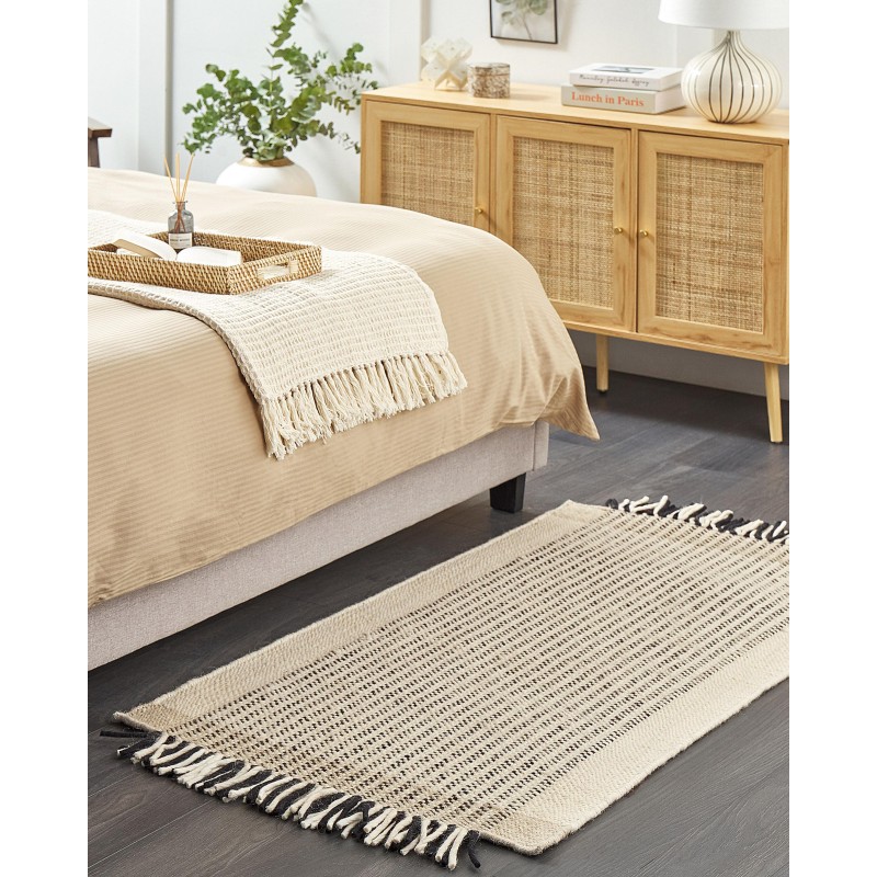 Dywan wełniany 80 x 150 cm beżowo-czarny DIVARLI