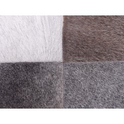 Poduszka dekoracyjna NELLAD Skóra naturalna 45 x 45 cm Szary Patchwork