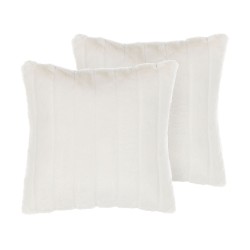 Zestaw 2 poduszek dekoracyjnych PUMILA Sztuczne futro 45 x 45 cm Biały Jednolity