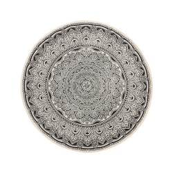 Dywan okrągły bawełniany orientalny nadruk ø 120 cm czarno-kremowy HIZAN