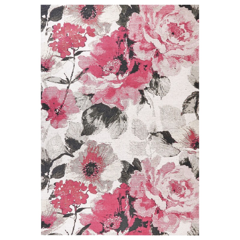 Dywan bawełniany w kwiaty 140 x 200 cm różowy EJAZ