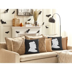 Poduszka dekoracyjna FRANKLINIA Welur 45 x 45 cm Czarny Wzór abstrakcyjny