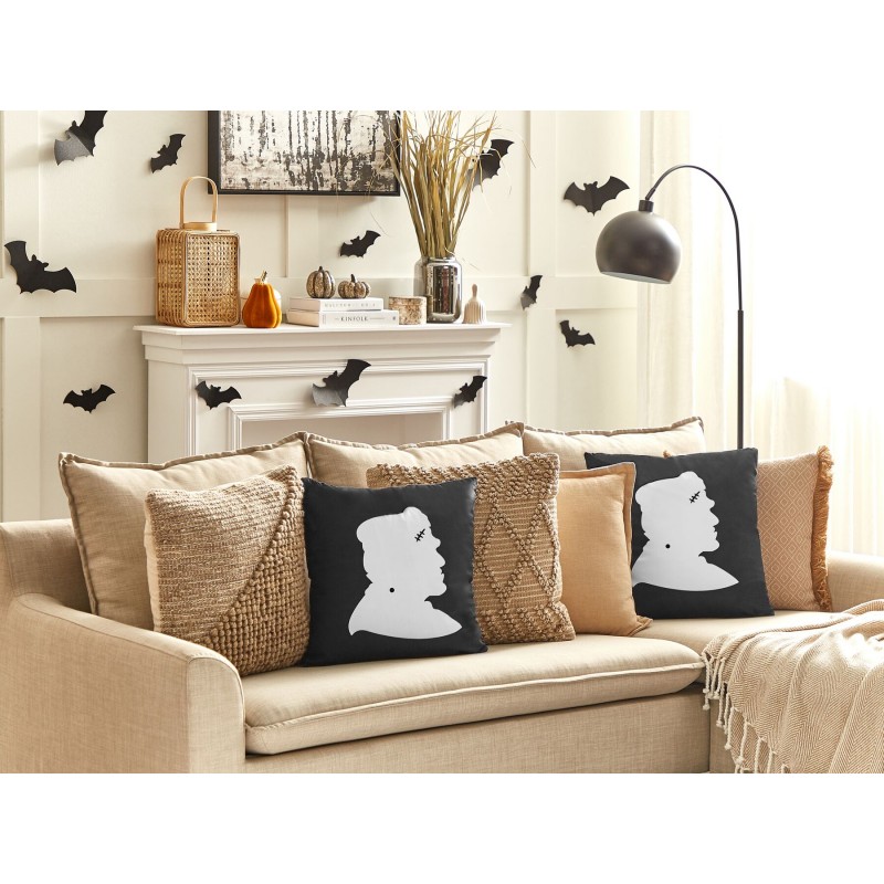 Poduszka dekoracyjna FRANKLINIA Welur 45 x 45 cm Czarny Wzór abstrakcyjny