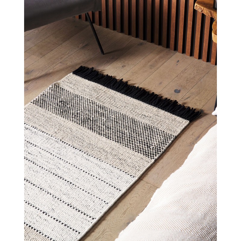 Dywan wełniany 80 x 150 cm beżowo-czarny YAZLIK