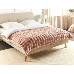 Koc SALKA Sztuczne futro 150 x 200 cm Pastelowy róż