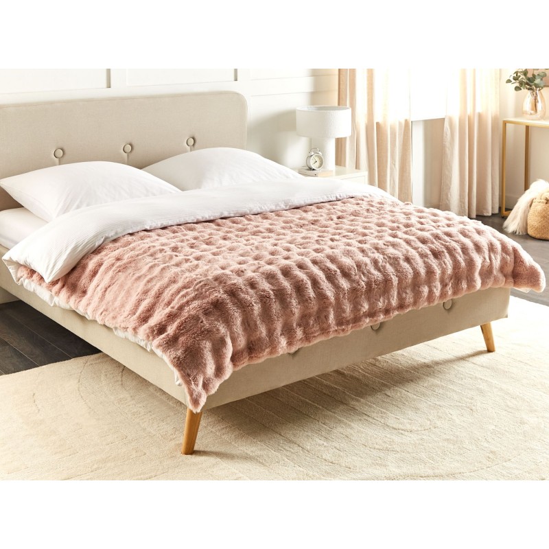 Koc SALKA Sztuczne futro 150 x 200 cm Pastelowy róż