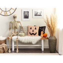 Poduszka dekoracyjna SEBES Welur 45 x 45 cm Beżowy Wzór abstrakcyjny