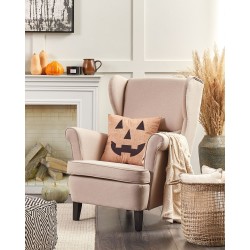 Poduszka dekoracyjna SEBES Welur 45 x 45 cm Beżowy Wzór abstrakcyjny