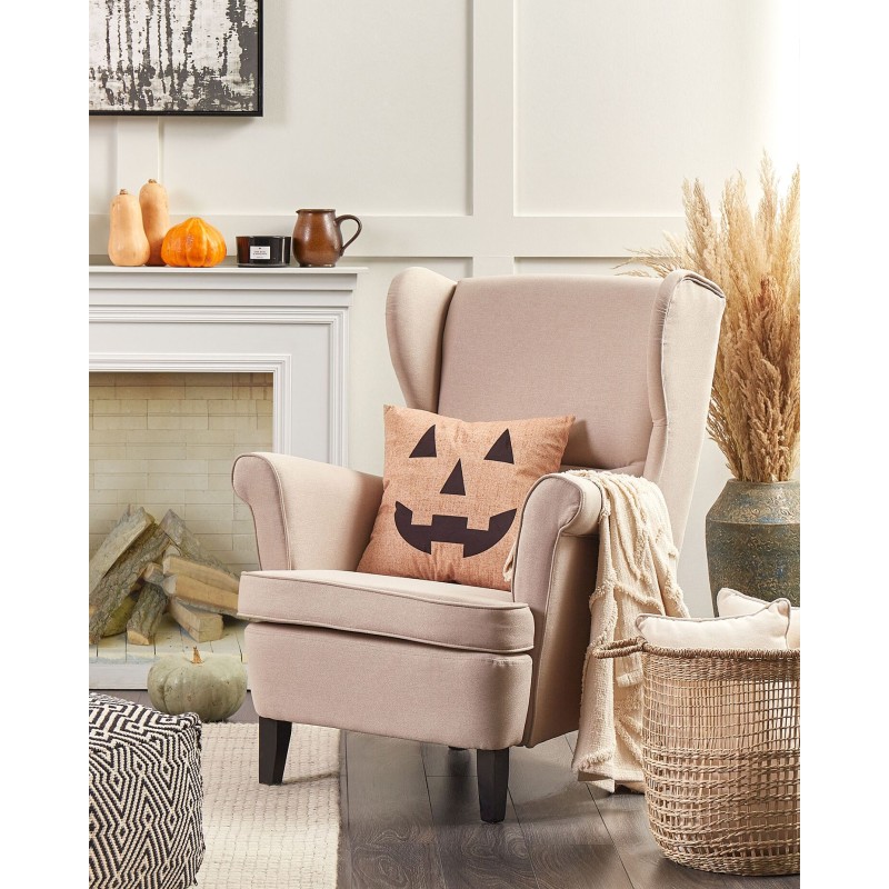 Poduszka dekoracyjna SEBES Welur 45 x 45 cm Beżowy Wzór abstrakcyjny